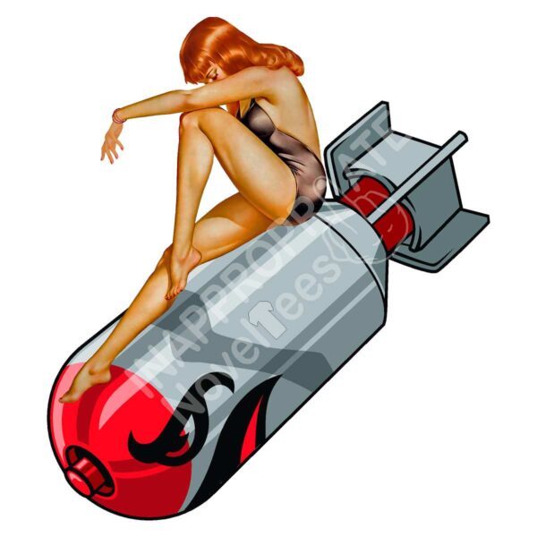 Red Head Babe on Bomb Girl Pinup pin up Girl Vinyl Sticker,Cars Trucks Vans Walls Laptop Laptop Helmets