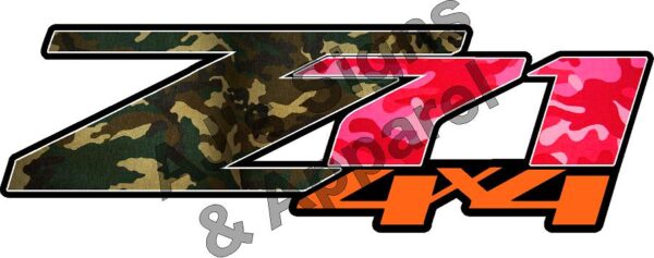 Chevy Silverado Z71 4 x 4 Camo 12.5" x 5" Vinyl Sticker Decal Cars Trucks Vans Walls Laptop