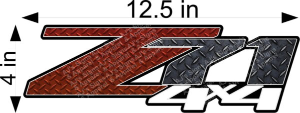 Chevy Silverado Z71 4 x 4 Diamond Plate 12.5" x 4" Vinyl Sticker Decal Cars Trucks Vans Walls Laptop